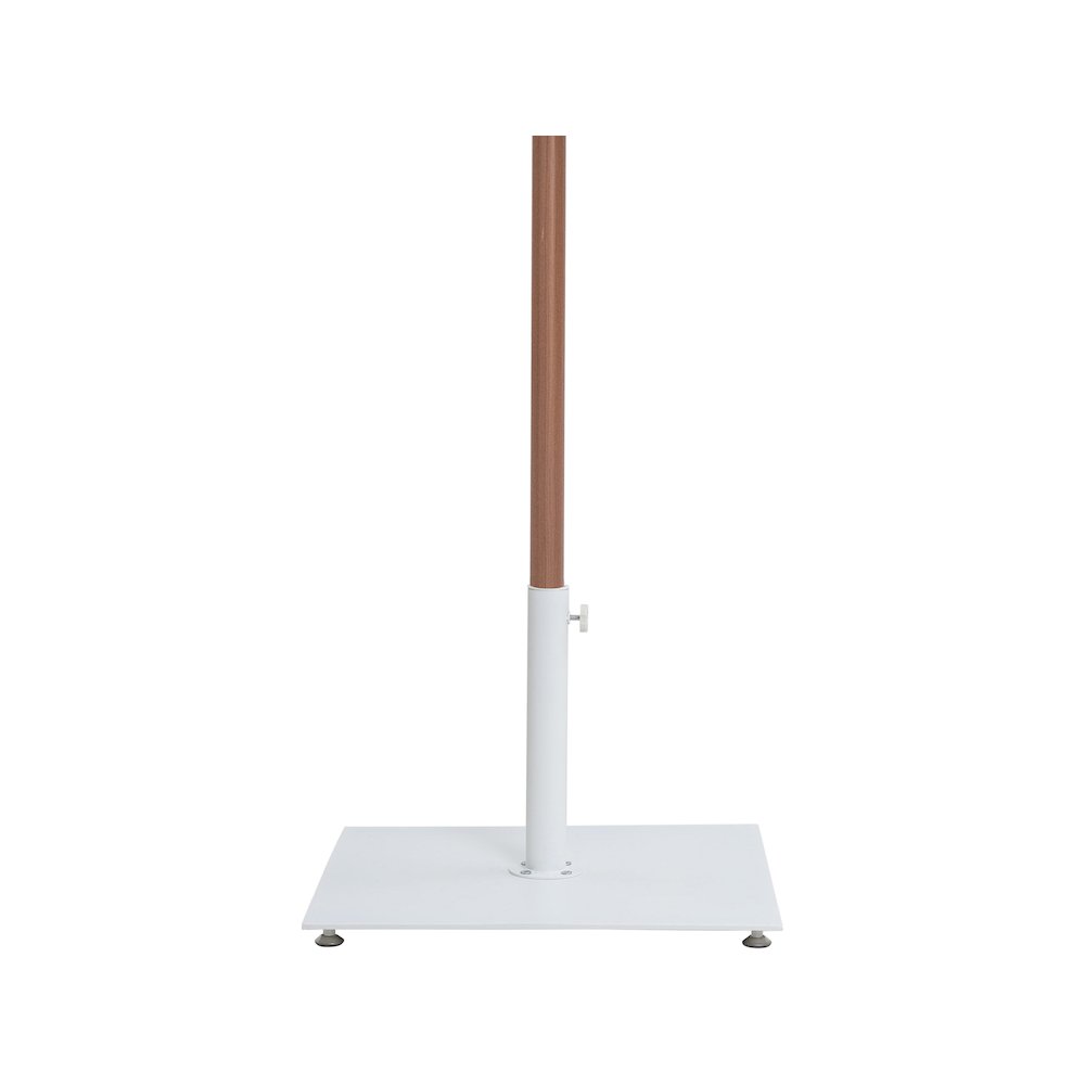 Amalfi Navy With Cream Piping / Matte White Metal Patio Umbrella with Base Sets