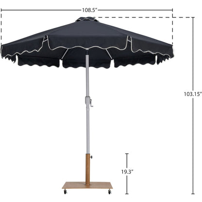 Amalfi Black With Cream Piping / Teak Metal Patio Umbrella with Base Sets