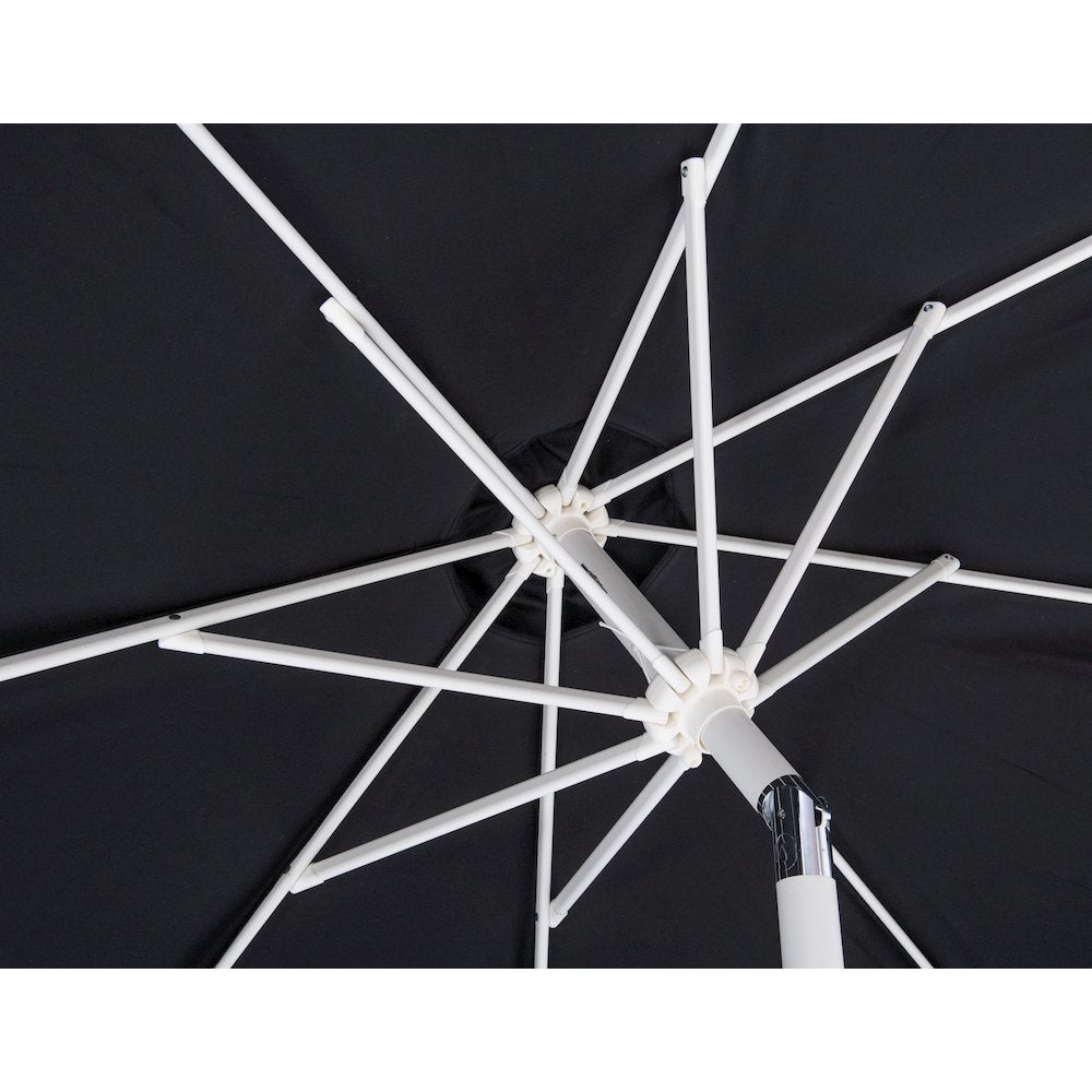 Amalfi Black With Cream Piping / Teak Metal Patio Umbrella with Base Sets