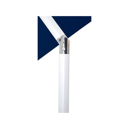 Amalfi Navy With Cream Piping / Matte White Metal Patio Umbrella with Base Sets