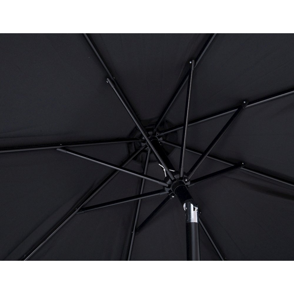 Amalfi Black With Cream Piping / Teak Metal Patio Umbrella with Base Sets