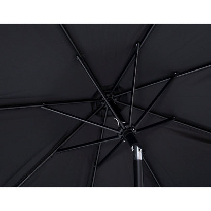 Amalfi Black With Cream Piping / Teak Metal Patio Umbrella with Base Sets