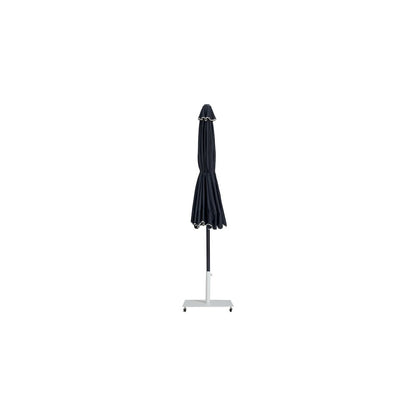 Amalfi Black With Cream Piping / Matte White Metal Patio Umbrella with Base Sets