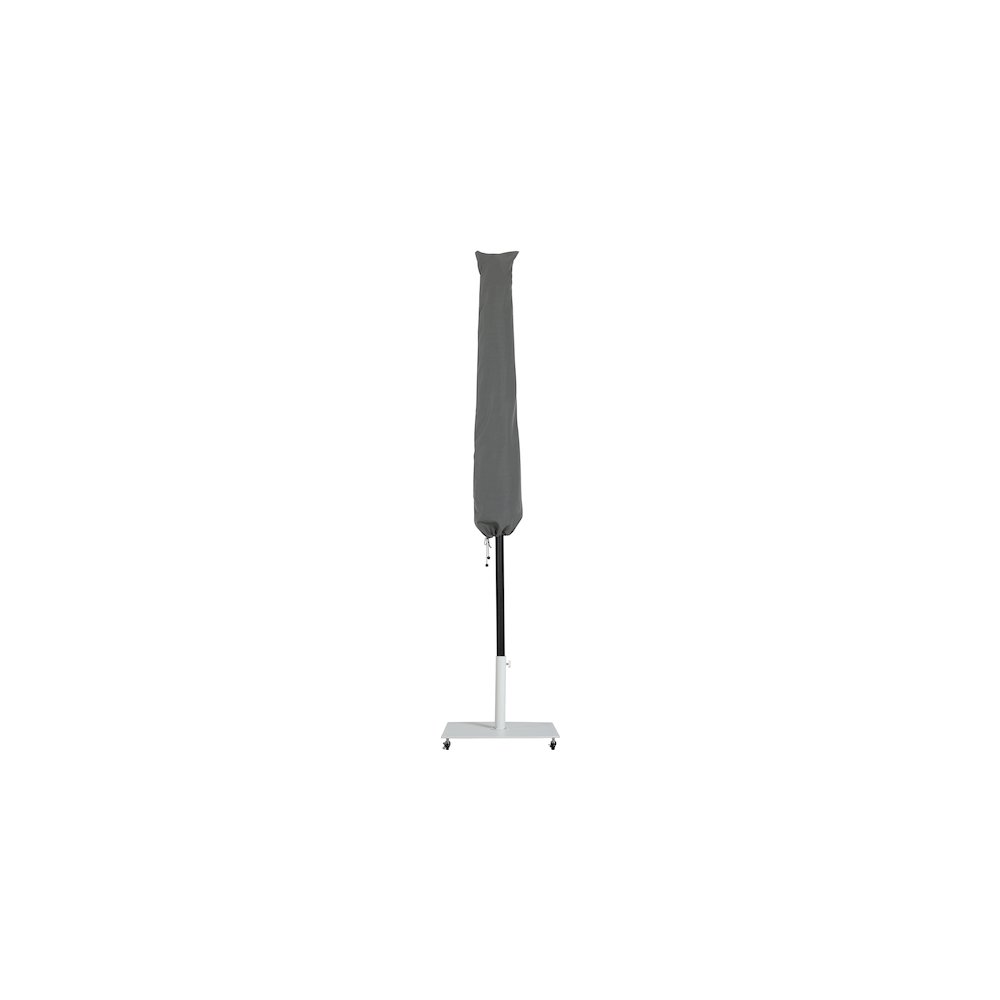 Amalfi Black With Cream Piping / Matte White Metal Patio Umbrella with Base Sets