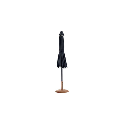 Amalfi Black With Cream Piping / Teak Metal Patio Umbrella with Base Sets