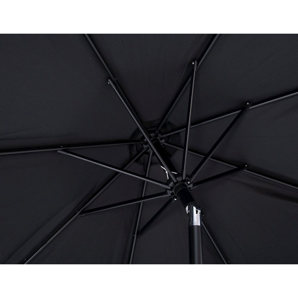 Amalfi Black With Cream Piping / Teak Metal Patio Umbrella with Base Sets