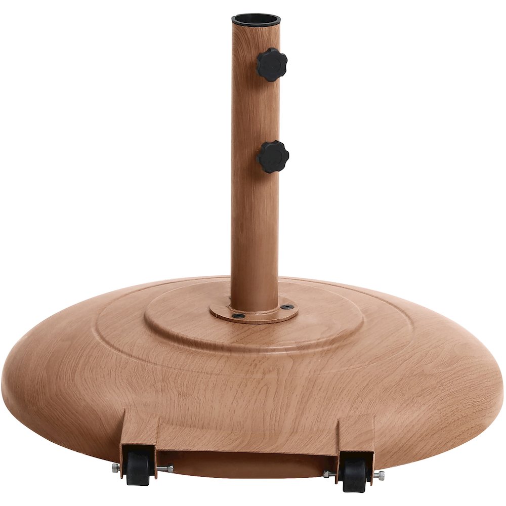 Amalfi Black With Cream Piping / Teak Metal Patio Umbrella with Base Sets