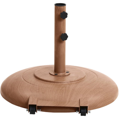 Amalfi Black With Cream Piping / Teak Metal Patio Umbrella with Base Sets