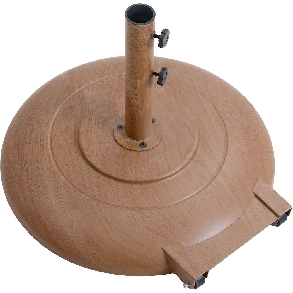 Amalfi Black With Cream Piping / Teak Metal Patio Umbrella with Base Sets