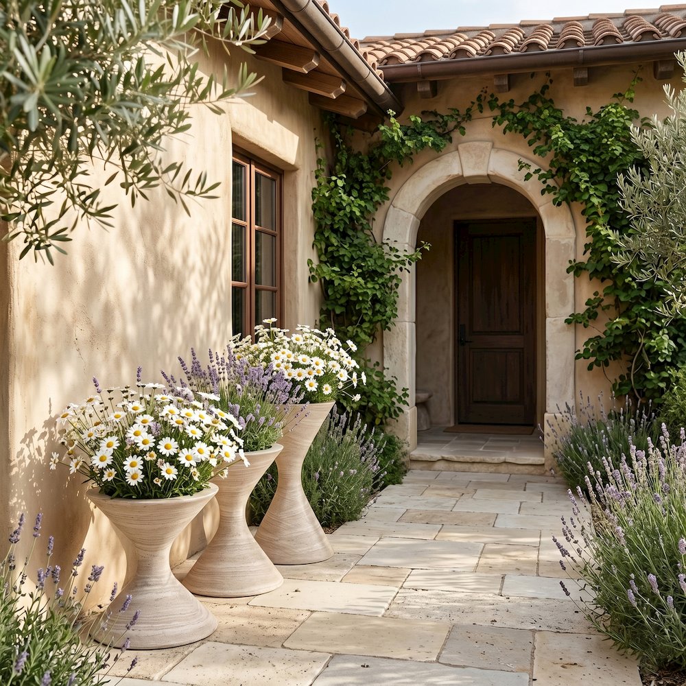 Vessa Travertine Indoor / Outdoor Concrete Planter