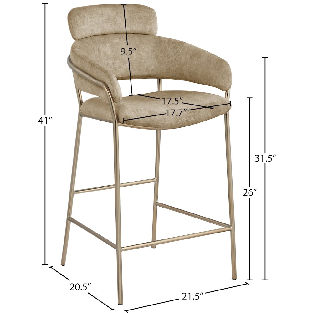 Yara Beige Velvet Counter Stool