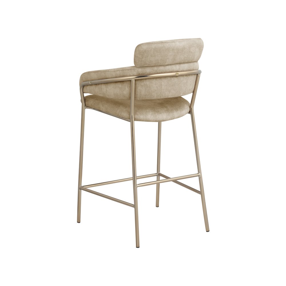 Yara Beige Velvet Counter Stool