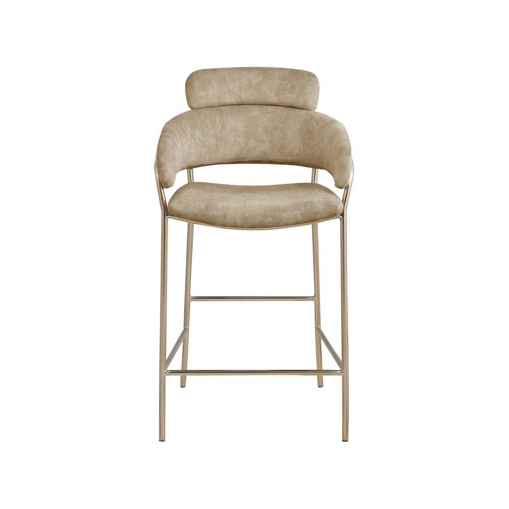Yara Beige Velvet Counter Stool