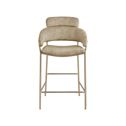 Yara Beige Velvet Counter Stool