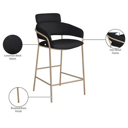 Yara Black Velvet Counter Stool