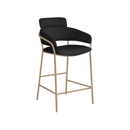 Yara Black Velvet Counter Stool