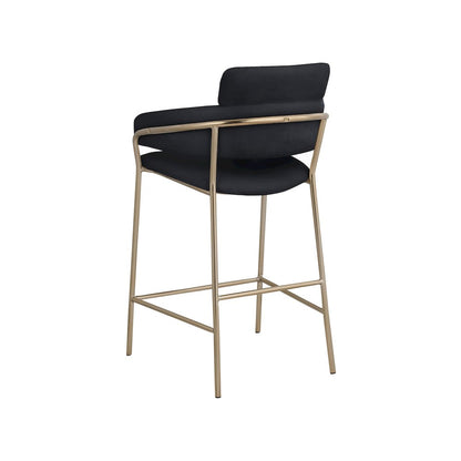 Yara Black Velvet Counter Stool