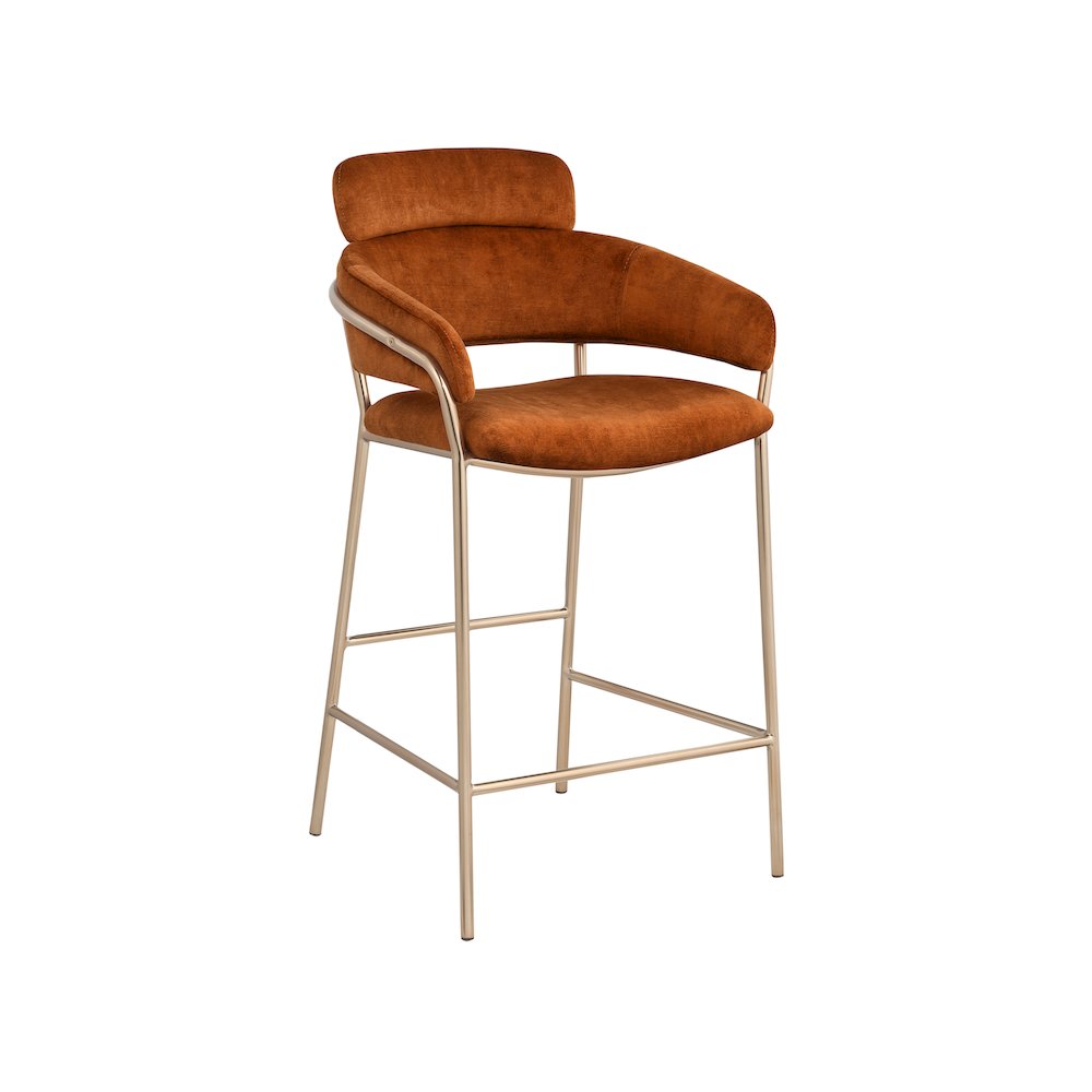 Yara Cognac Velvet Counter Stool
