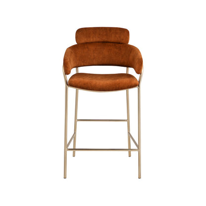 Yara Cognac Velvet Counter Stool