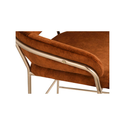 Yara Cognac Velvet Counter Stool