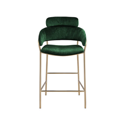 Yara Green Velvet Counter Stool