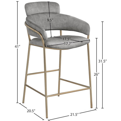 Yara Grey Velvet Counter Stool