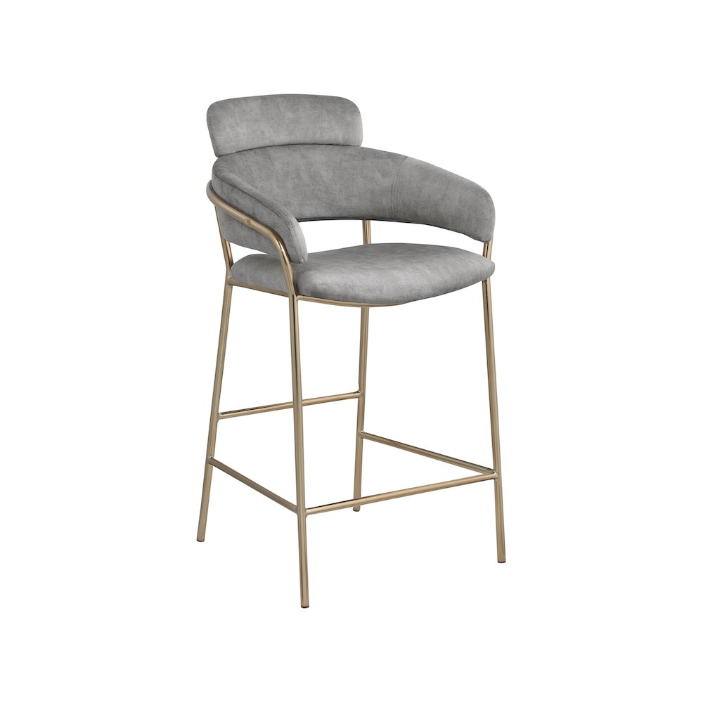 Yara Grey Velvet Counter Stool