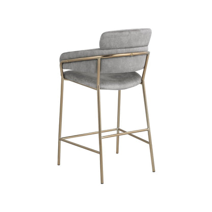 Yara Grey Velvet Counter Stool