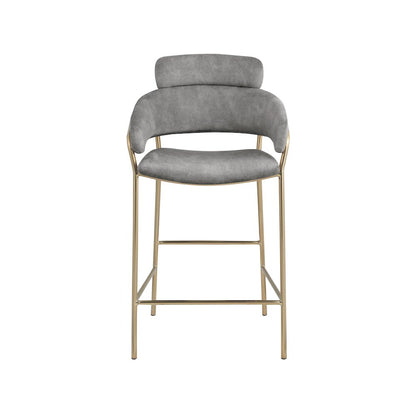 Yara Grey Velvet Counter Stool