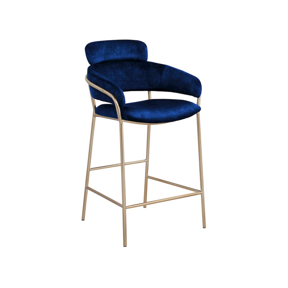 Yara Navy Velvet Counter Stool