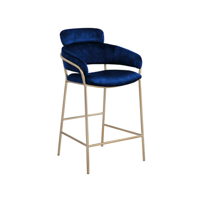 Yara Navy Velvet Counter Stool