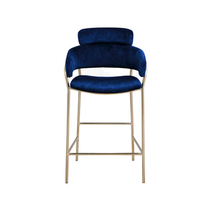 Yara Navy Velvet Counter Stool
