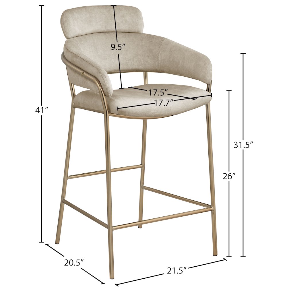 Yara Stone Velvet Counter Stool