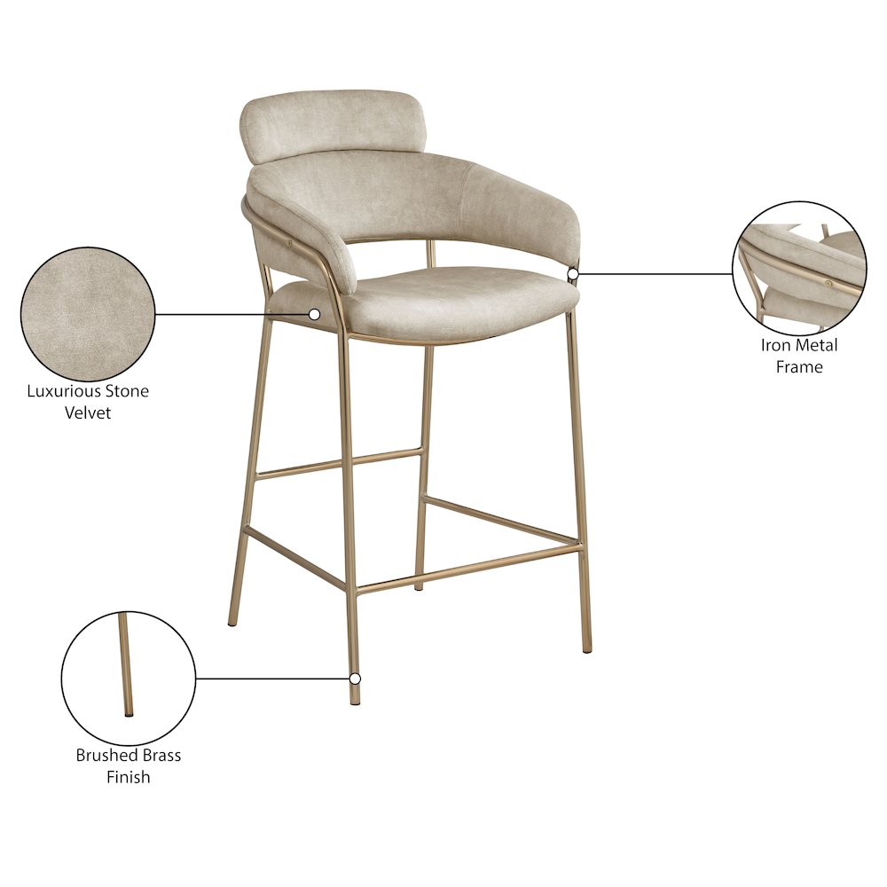 Yara Stone Velvet Counter Stool