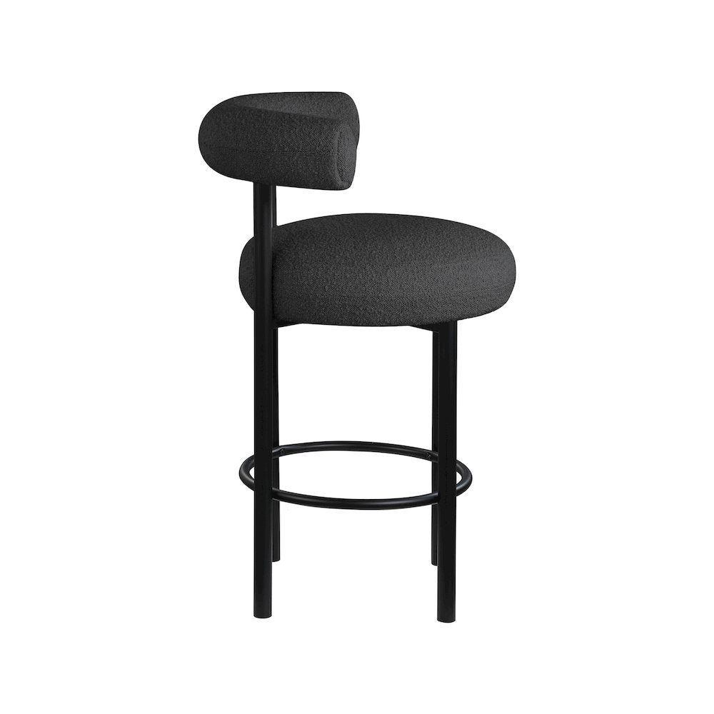 Bordeaux Black Boucle Fabric Stool, Set of 2
