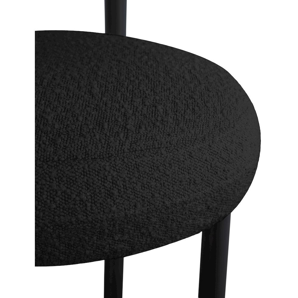 Bordeaux Black Boucle Fabric Stool, Set of 2