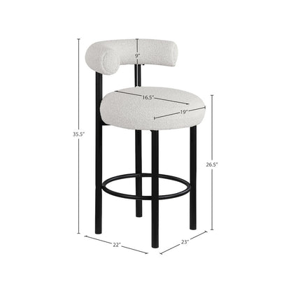 Bordeaux Cream Boucle Fabric Stool, Set of 2