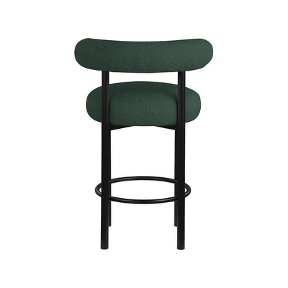 Bordeaux Green Boucle Fabric Stool, Set of 2