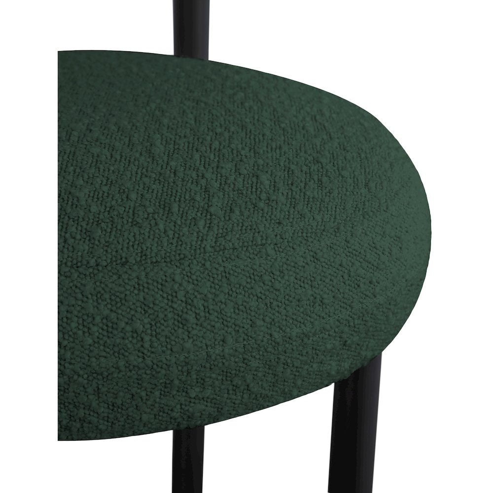 Bordeaux Green Boucle Fabric Stool, Set of 2