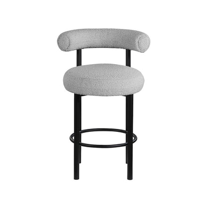 Bordeaux Grey Boucle Fabric Stool, Set of 2