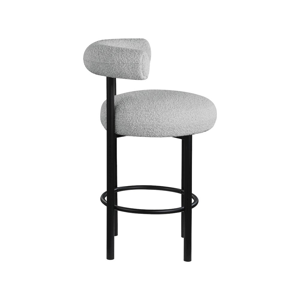 Bordeaux Grey Boucle Fabric Stool, Set of 2