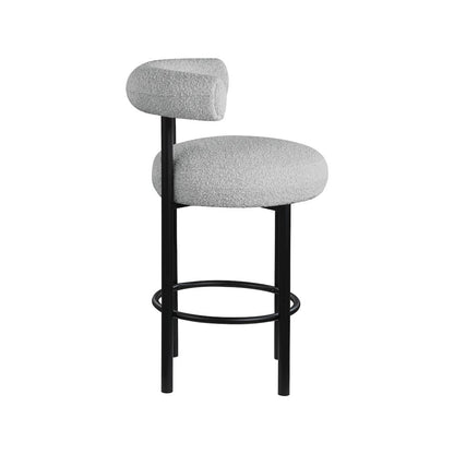 Bordeaux Grey Boucle Fabric Stool, Set of 2