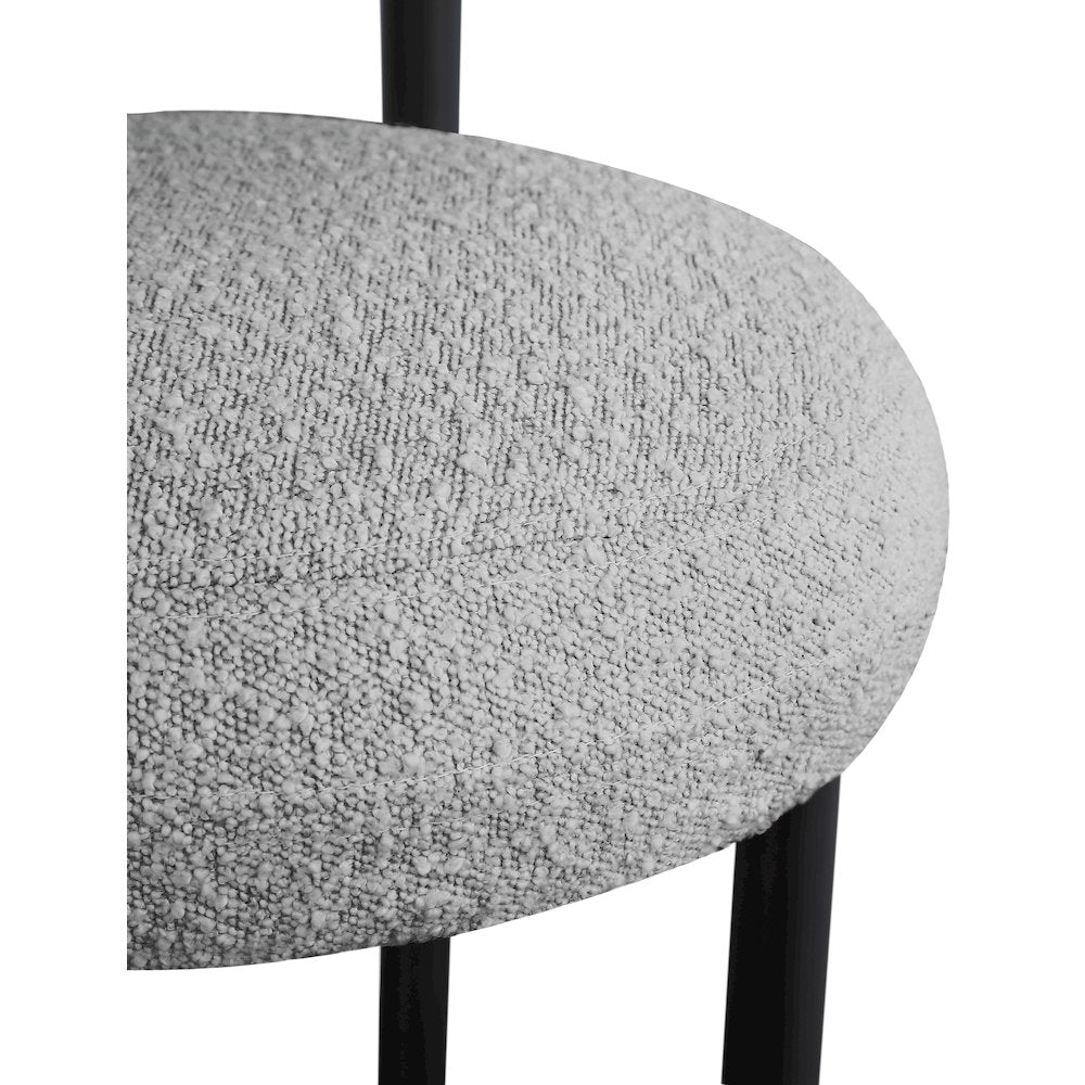 Bordeaux Grey Boucle Fabric Stool, Set of 2