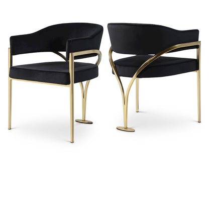 Madelyn Black Velvet Dining Chair, Set of 2
