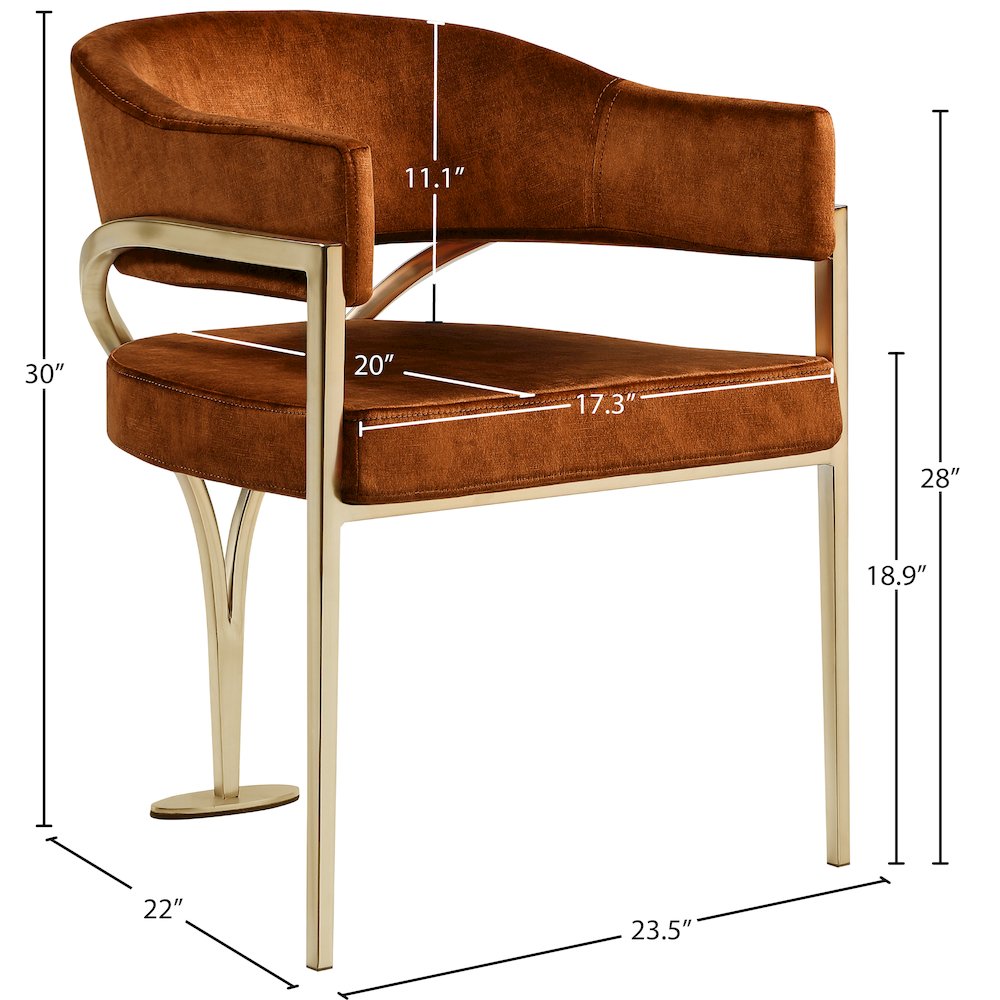 Madelyn Cognac Velvet Dining Chair, Set of 2