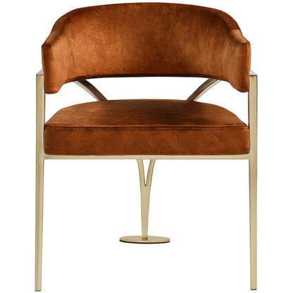 Madelyn Cognac Velvet Dining Chair, Set of 2