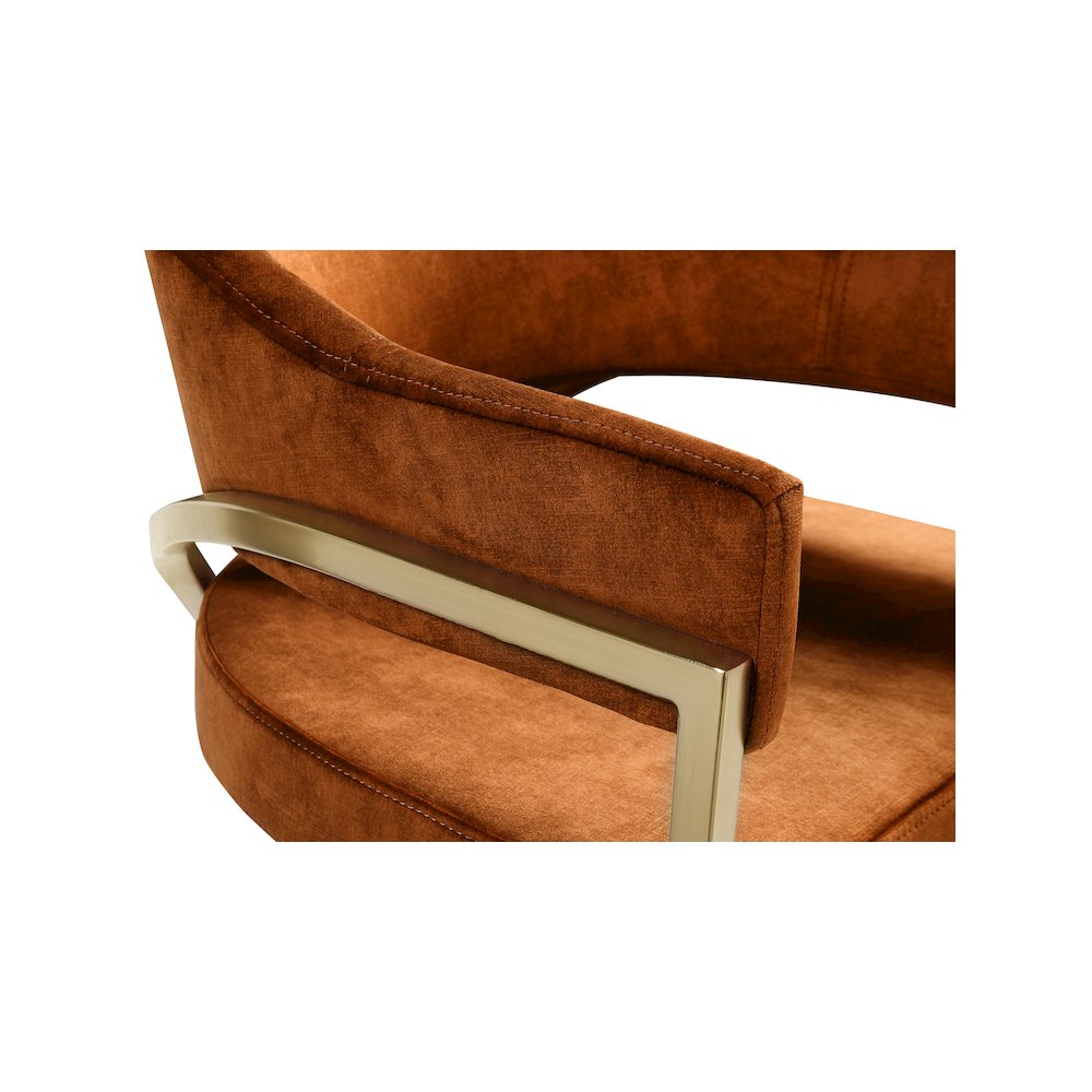 Madelyn Cognac Velvet Dining Chair, Set of 2