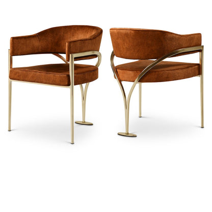 Madelyn Cognac Velvet Dining Chair, Set of 2