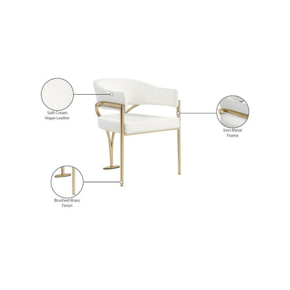 Madelyn Cream Vegan Leather Dining Chair, Set of 2