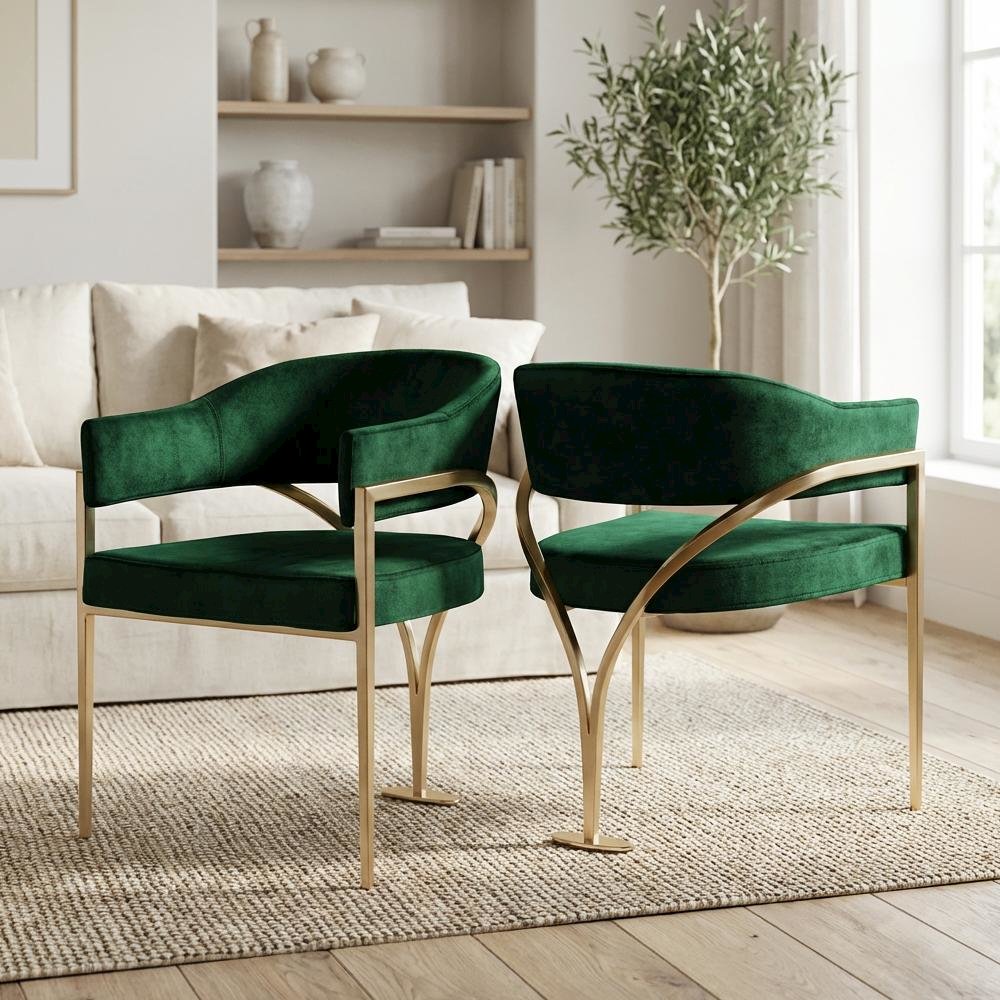Gold Velvet Dining Chairs Set of 2 with Contemporary Design and Durable Frame